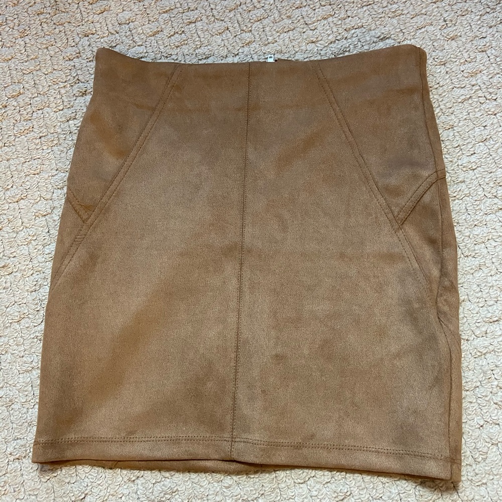 Suede camel skirt